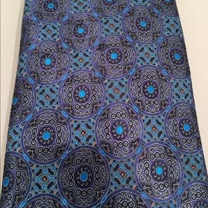 Zegna Tie Silk Black Grey Aqua Circle Geometric